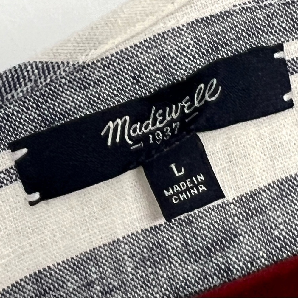 Madewell Perimeter Striped Linen Blend V Neck Casual Romper Women’s Large - Picture 15 of 15